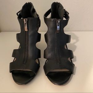 Vince Camuto heeled gladiator strappy bootie.